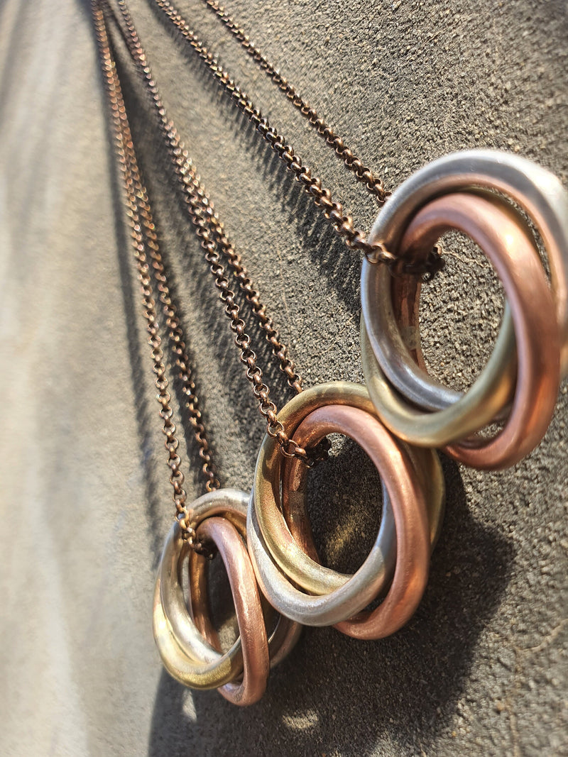 Tri-Color Woven Ring Pendant