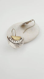 Mixed Metal Earrings -  Half moon Sterling Silver and brass Artisan Hand made