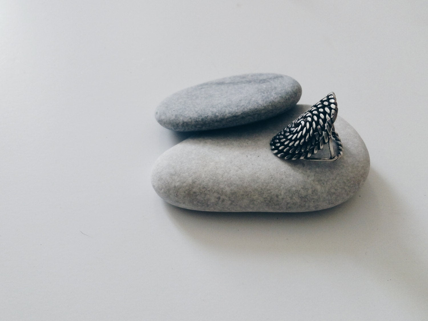 sterling silver oval spiral ring, statement ring, twisted wire and oxide