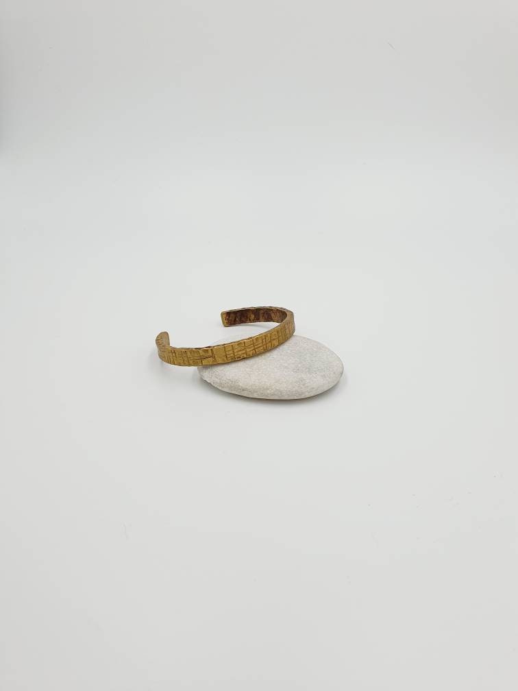 Heavy 3mm Solid Brass Cuff - Hand-Forged & Hammered Unisex Bangle