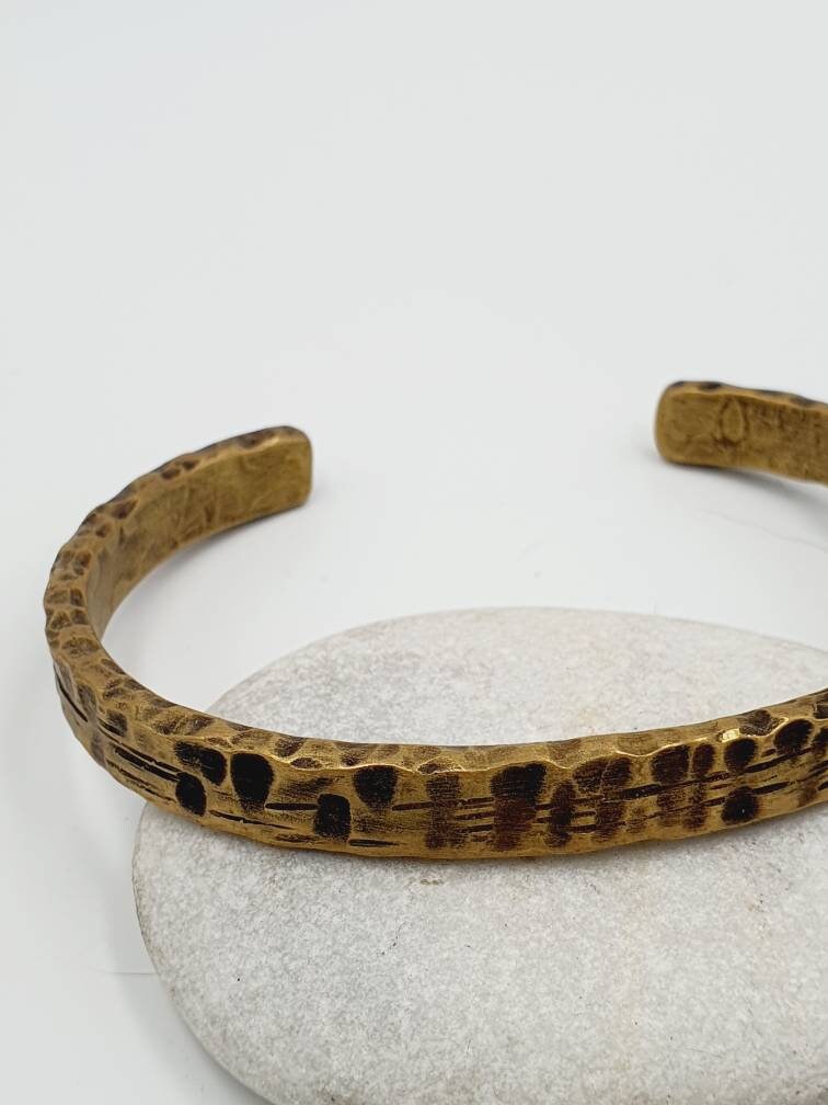 Hammered & Oxidized Brass Cuff | Hand-Forged Industrial Unisex Bracelet