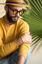 Small Triangle Pendant Necklace | Unisex Mixed Metals Silver & Brass