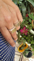 Rectangle Sterling silver and brass -mixed metals signet ring for men and womenv- designer signet