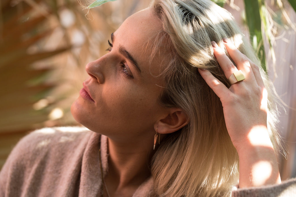 Triangle Earrings | Sterling Silver & Copper Drop Earrings | Minimalist Two-Tone Dangles