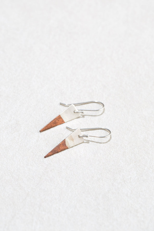 2 tone Triangle Earrings