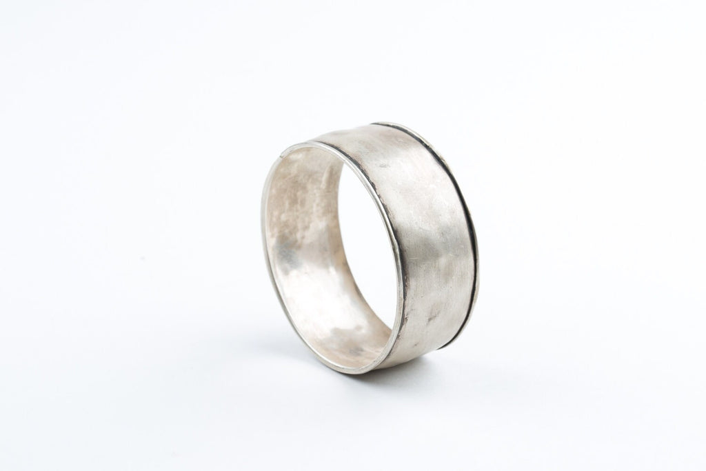 Wide Sterling Silver Statement Bangle - Oxidized Antique Silver - Minimalist Plain Wide Bracelet