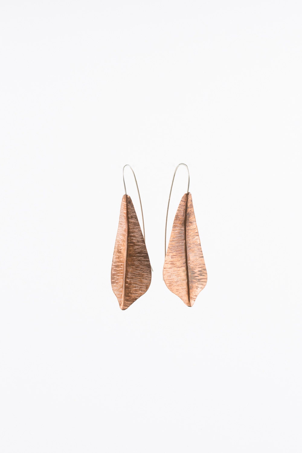 Copper leaf light earrings