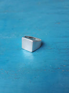 Bold Square Signet Ring - Solid Sterling Silver Minimalist Band - Unisex Statement Ring