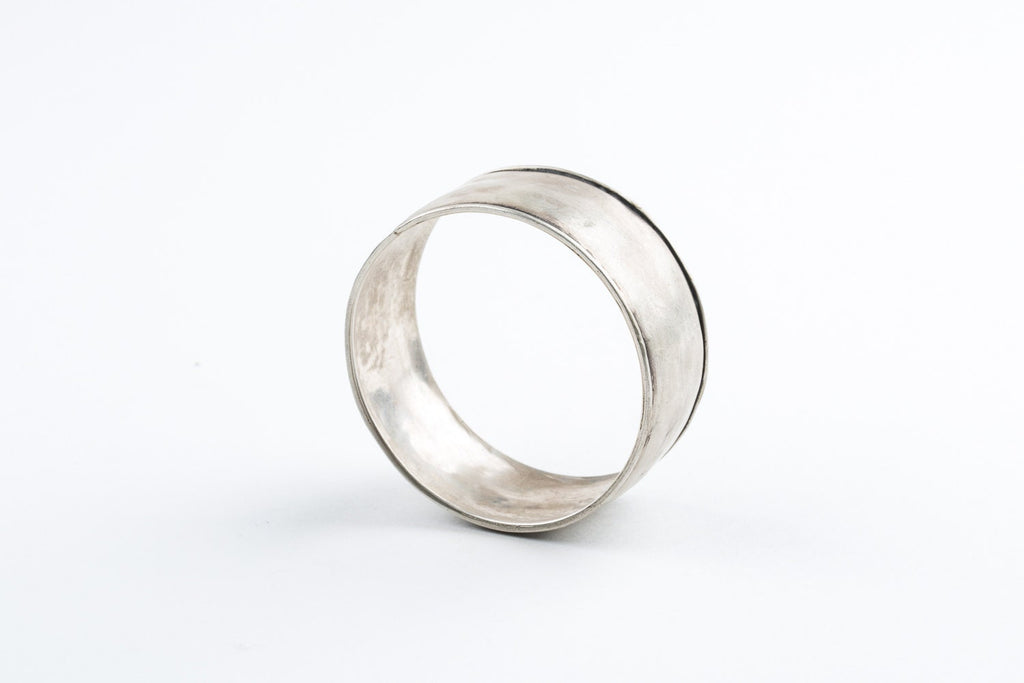 Wide Sterling Silver Statement Bangle - Oxidized Antique Silver - Minimalist Plain Wide Bracelet