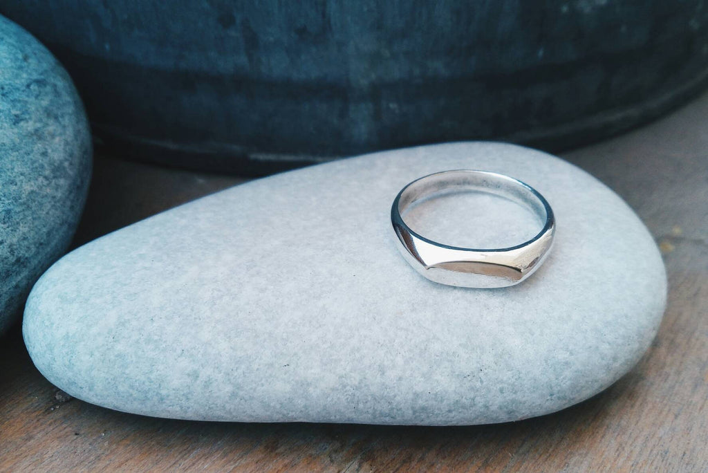 Narrow Oval Silver Signet Ring