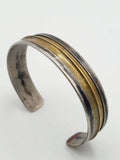 Mixed Metal Fold-Formed Cuff | Sterling Silver & Brass Rustic Bangle