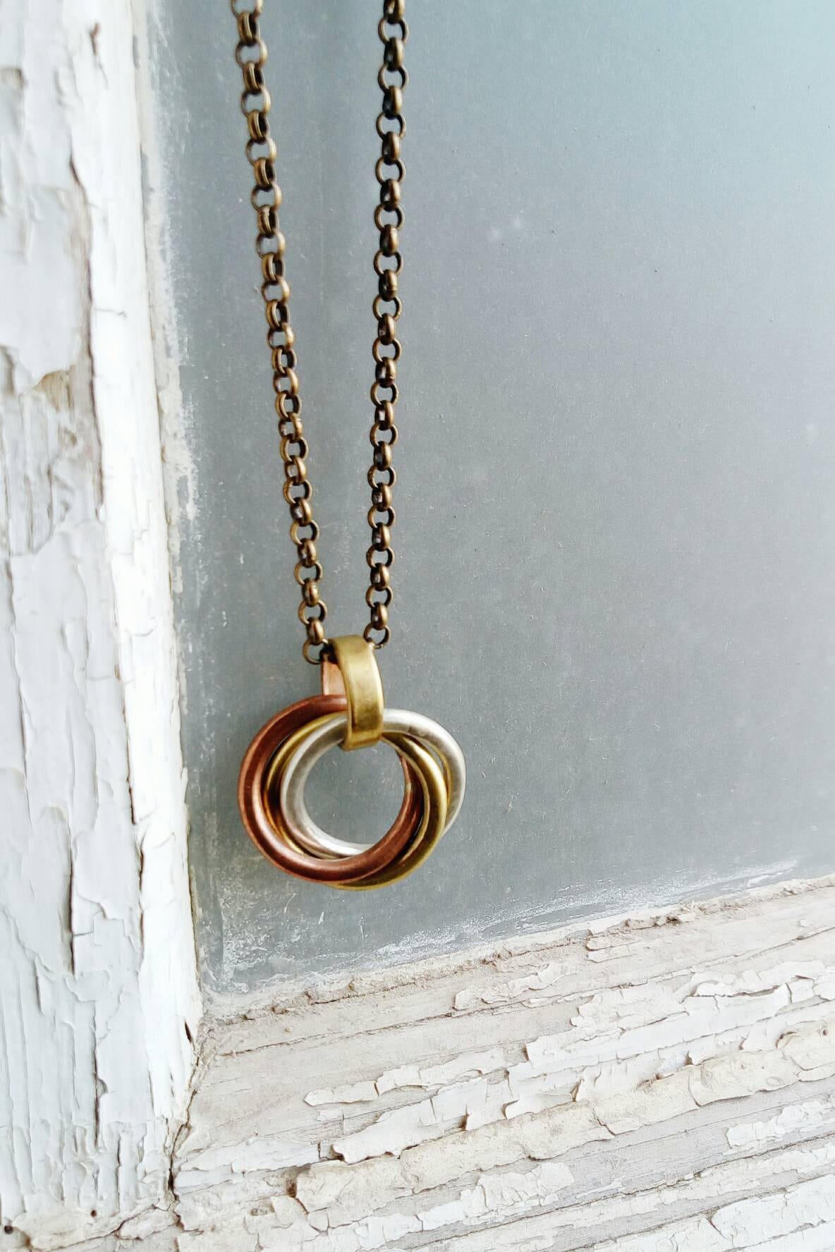 Tri-Color Woven Ring Pendant