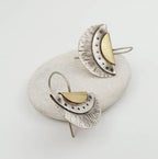 Mixed Metal Earrings -  Half moon Sterling Silver and brass Artisan Hand made