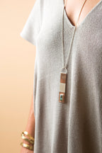 Labradorite Lighthouse Pendant | Mixed Metal Sterling Silver & Copper Necklace