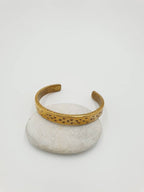 Heavy-Duty Hammered Brass Star Bracelet - Solid Metal Unisex Cuff