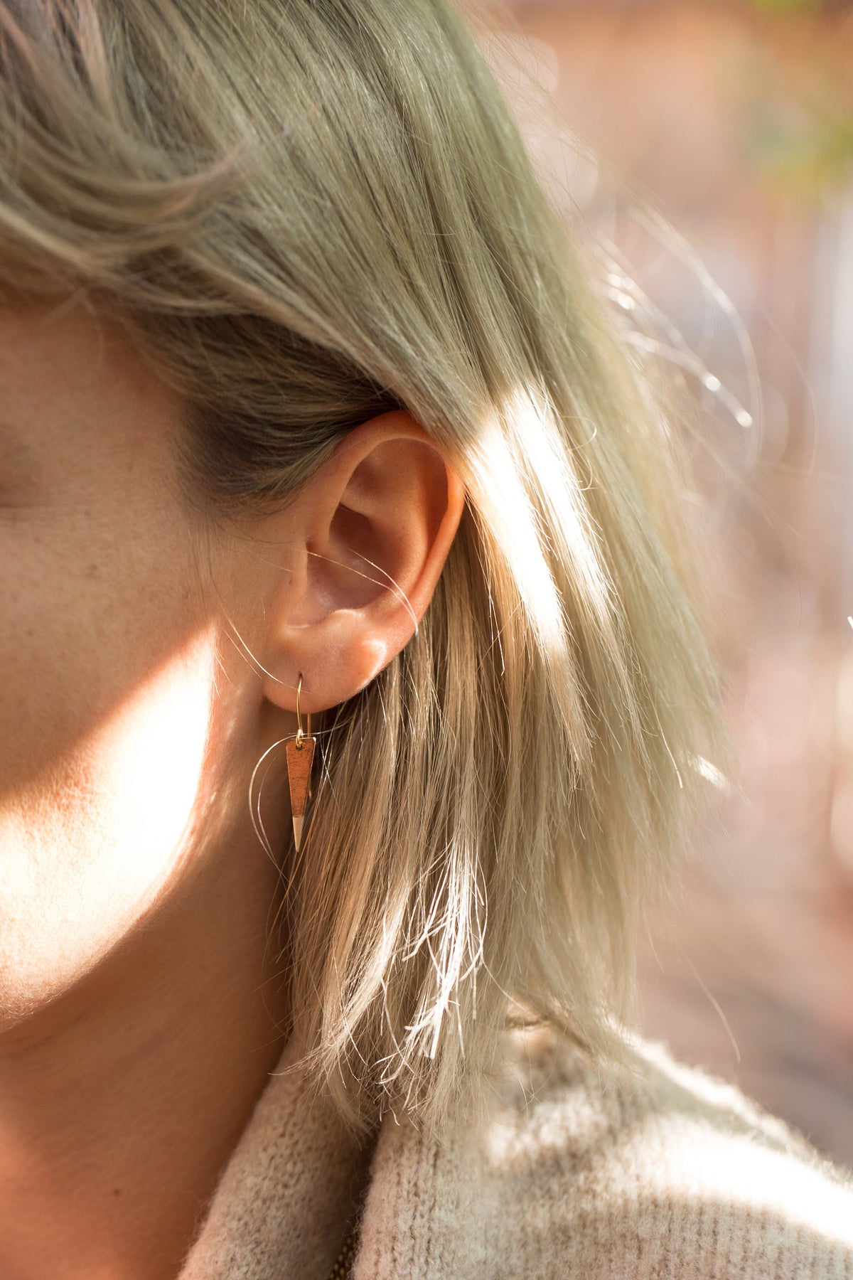 2 tone Triangle Earrings