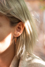 Triangle Earrings | Sterling Silver & Copper Drop Earrings | Minimalist Two-Tone Dangles