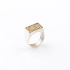 Rectangle Sterling silver and brass -mixed metals signet ring for men and womenv- designer signet