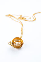 Coral Sphere Crystal glass Necklace