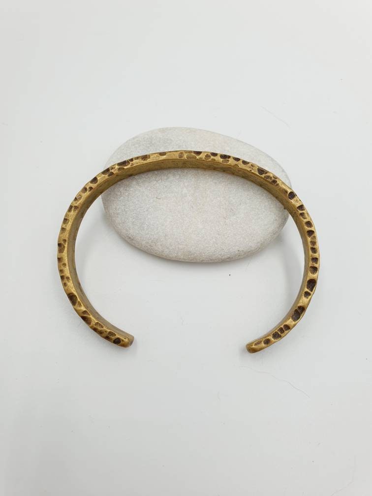 Hammered & Oxidized Brass Cuff | Hand-Forged Industrial Unisex Bracelet