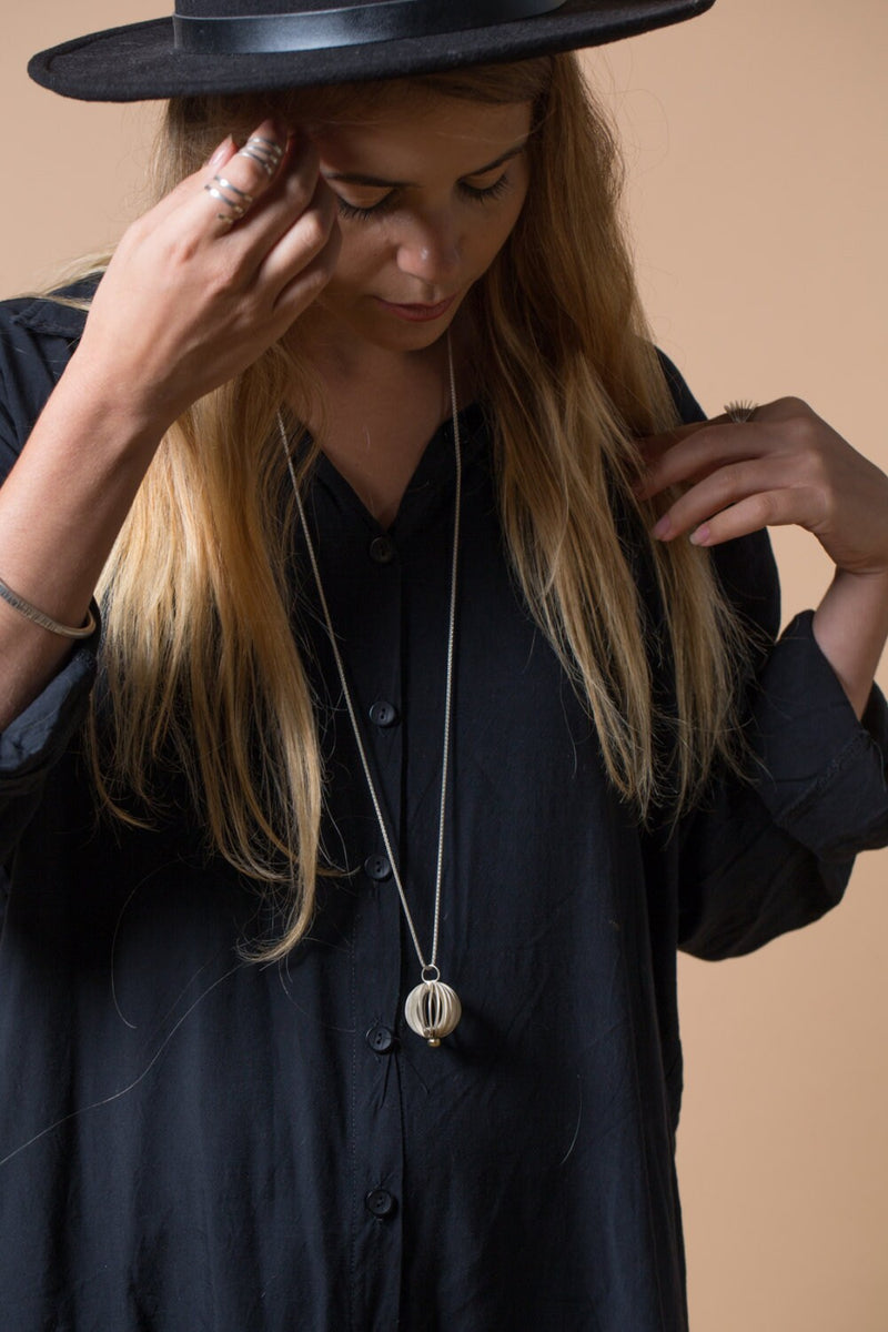 Coral Sphere Crystal glass Necklace