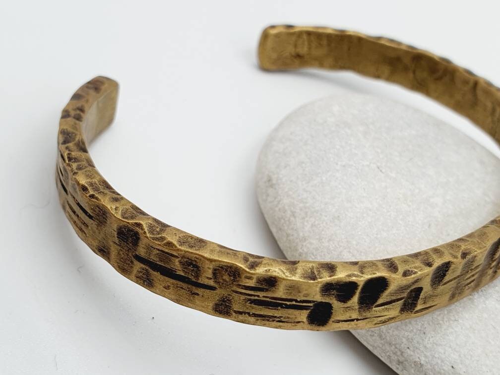 Hammered & Oxidized Brass Cuff | Hand-Forged Industrial Unisex Bracelet