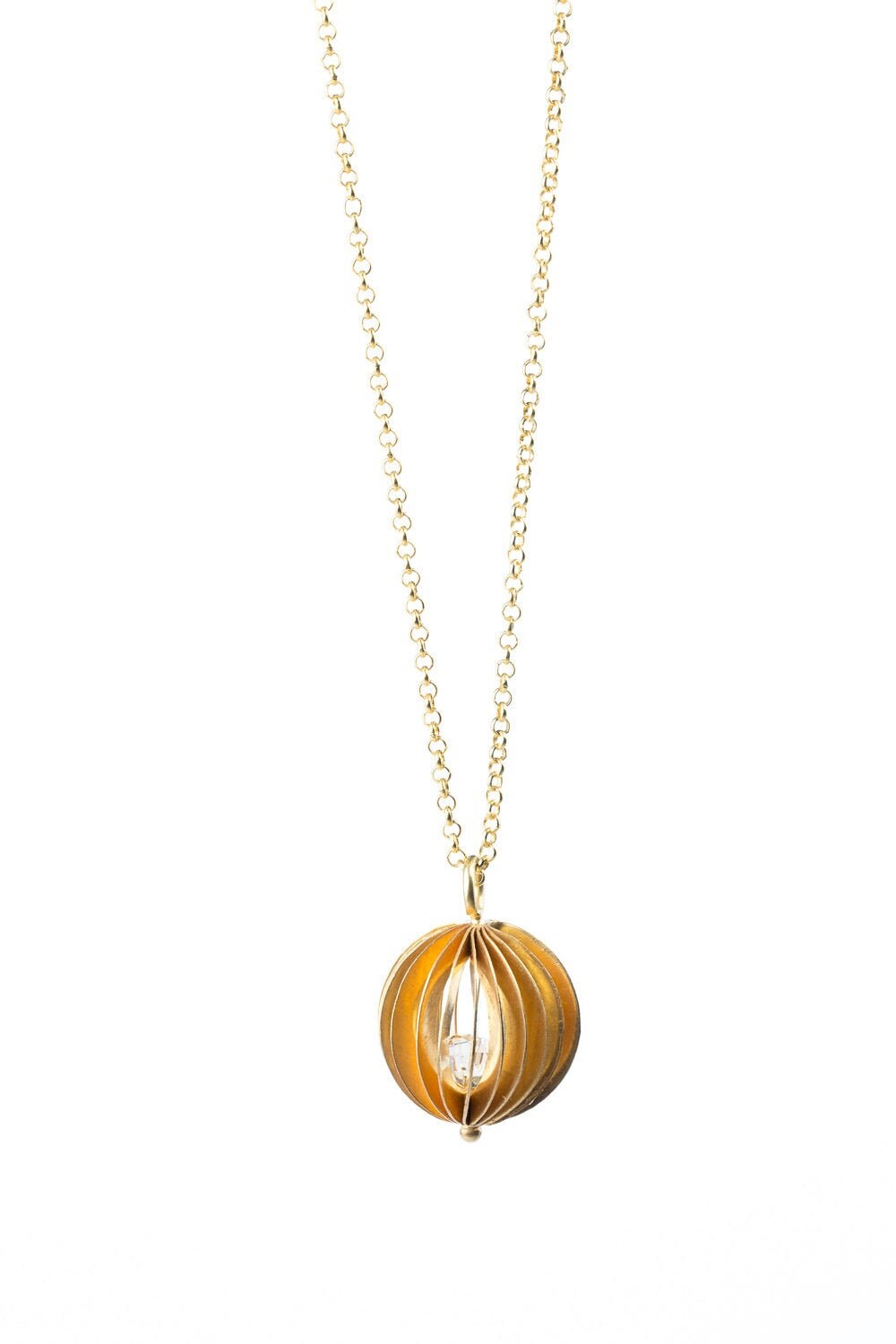 Coral Sphere Crystal glass Necklace