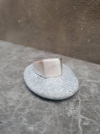 Bold Square Signet Ring - Solid Sterling Silver Minimalist Band - Unisex Statement Ring