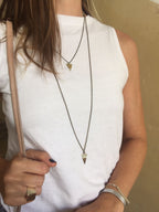 Small Triangle Pendant Necklace | Unisex Mixed Metals Silver & Brass