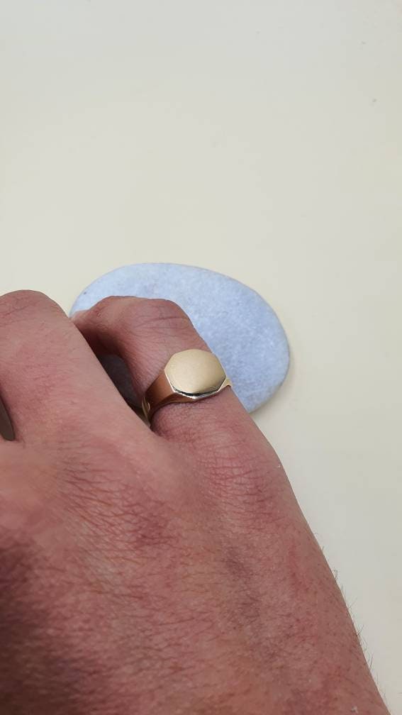 14k Gold Octagon Signet Ring | Unisex Classic Ring | Clean-Cut Pinky Ring for Men & Women