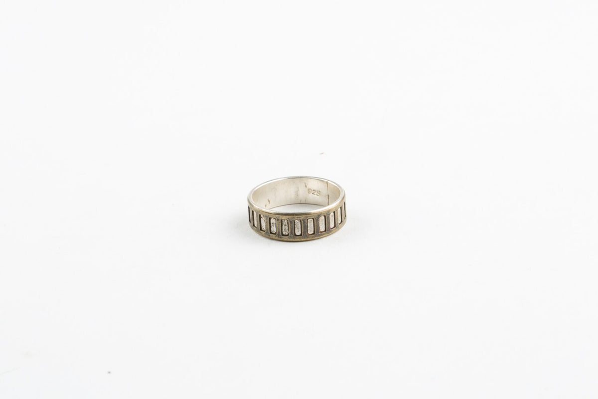 Unisex Mixed Metal Silver Rail Ring