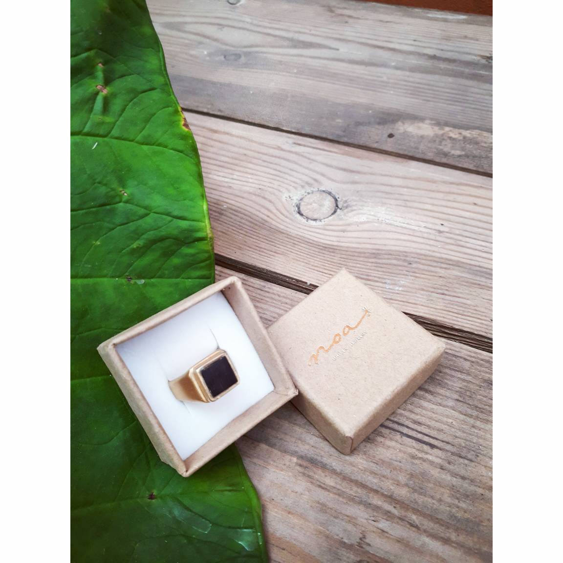 Ebony Wood square signet ring