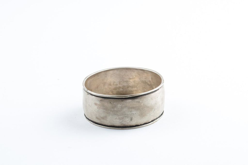 Wide Sterling Silver Statement Bangle - Oxidized Antique Silver - Minimalist Plain Wide Bracelet