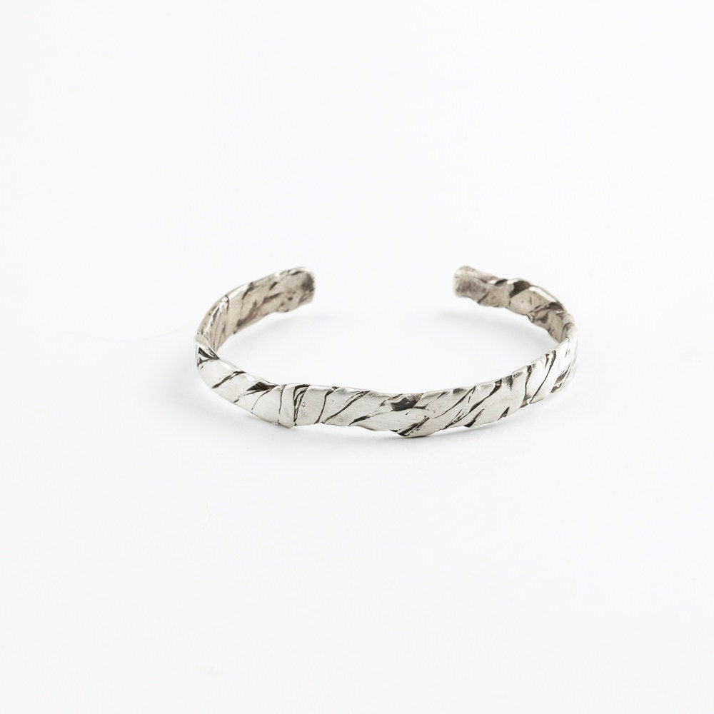 Desert-Inspired Oxidized Sterling Silver Cuff | Handcrafted 925 Unisex Bangle