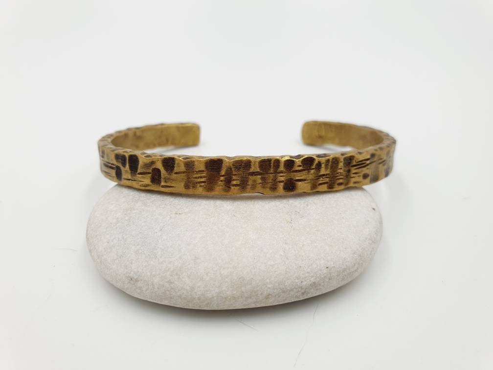 Hammered & Oxidized Brass Cuff | Hand-Forged Industrial Unisex Bracelet