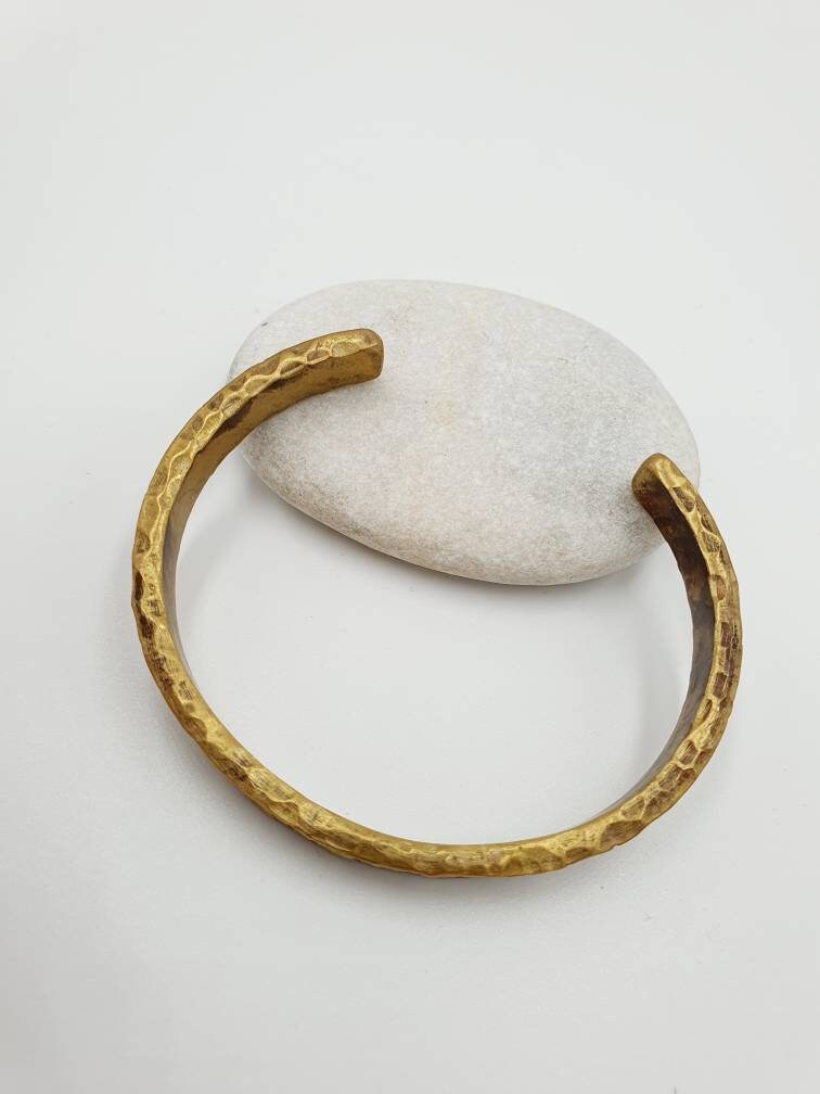 Heavy 3mm Solid Brass Cuff - Hand-Forged & Hammered Unisex Bangle
