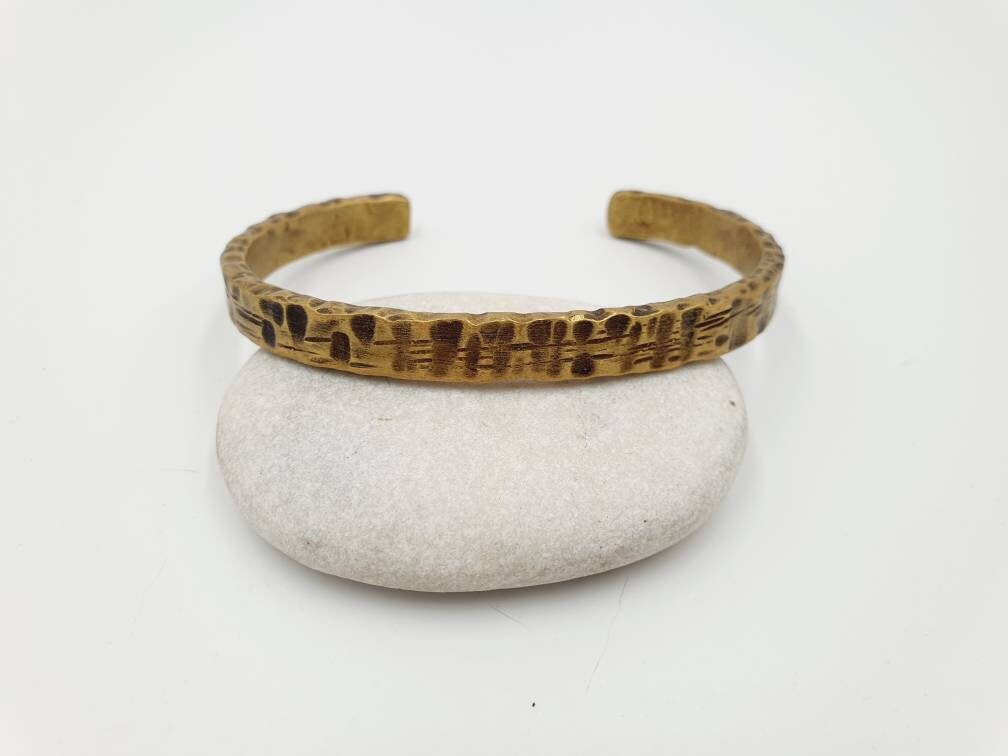 Hammered & Oxidized Brass Cuff | Hand-Forged Industrial Unisex Bracelet