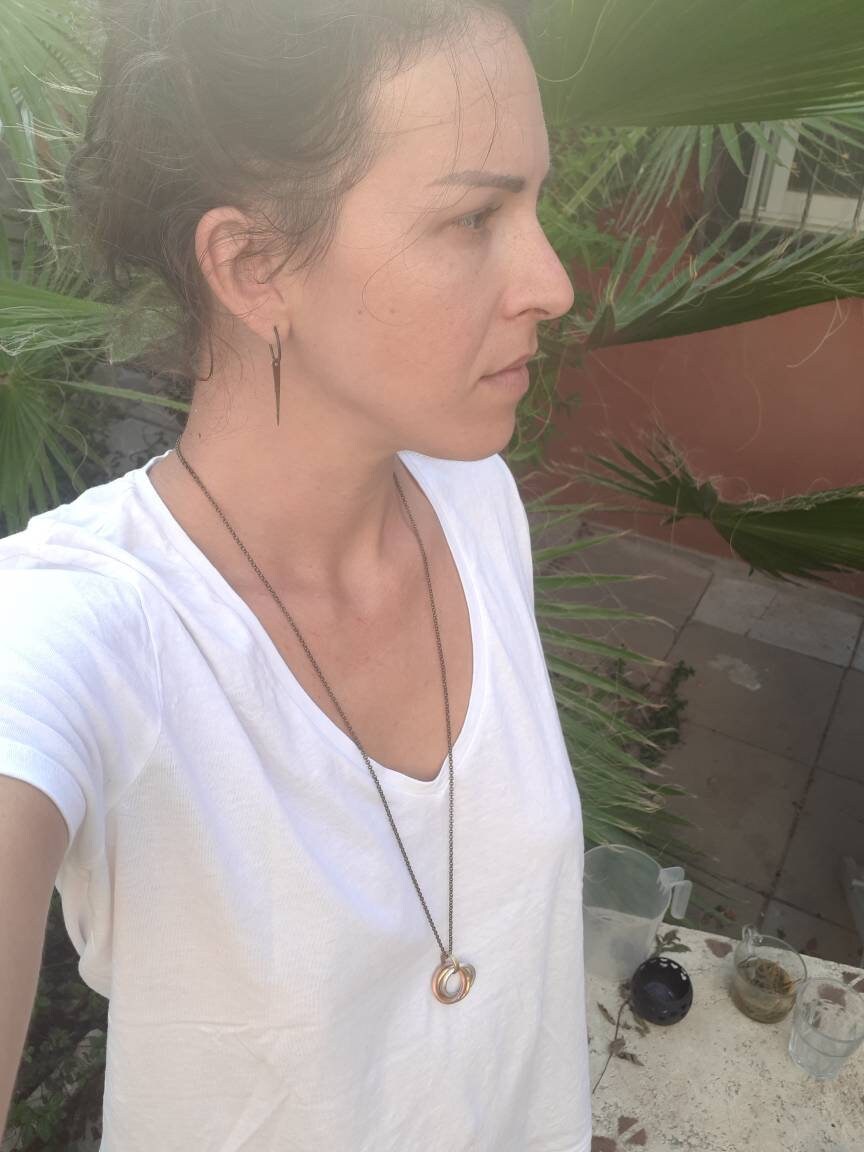 Tri-Color Woven Ring Pendant