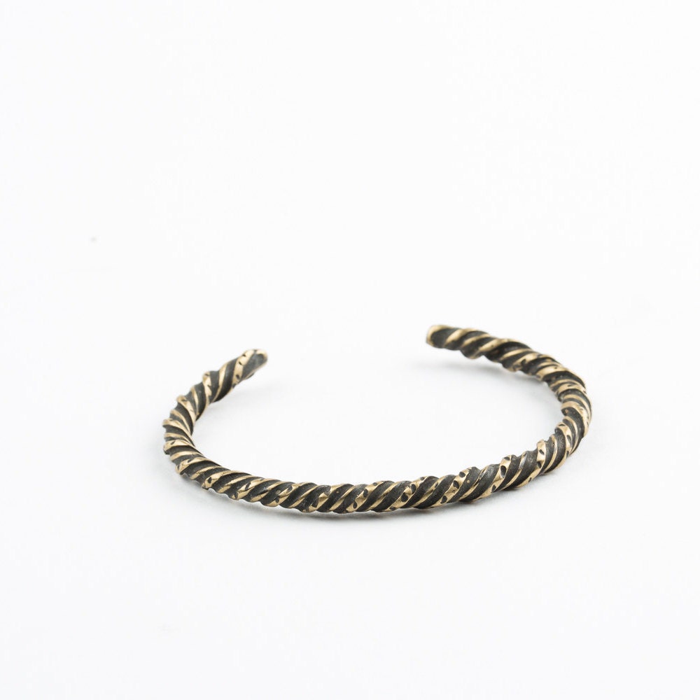 Viking Twisted Metal Cuff | Solid Sterling Silver or Brass Unisex Bracelet