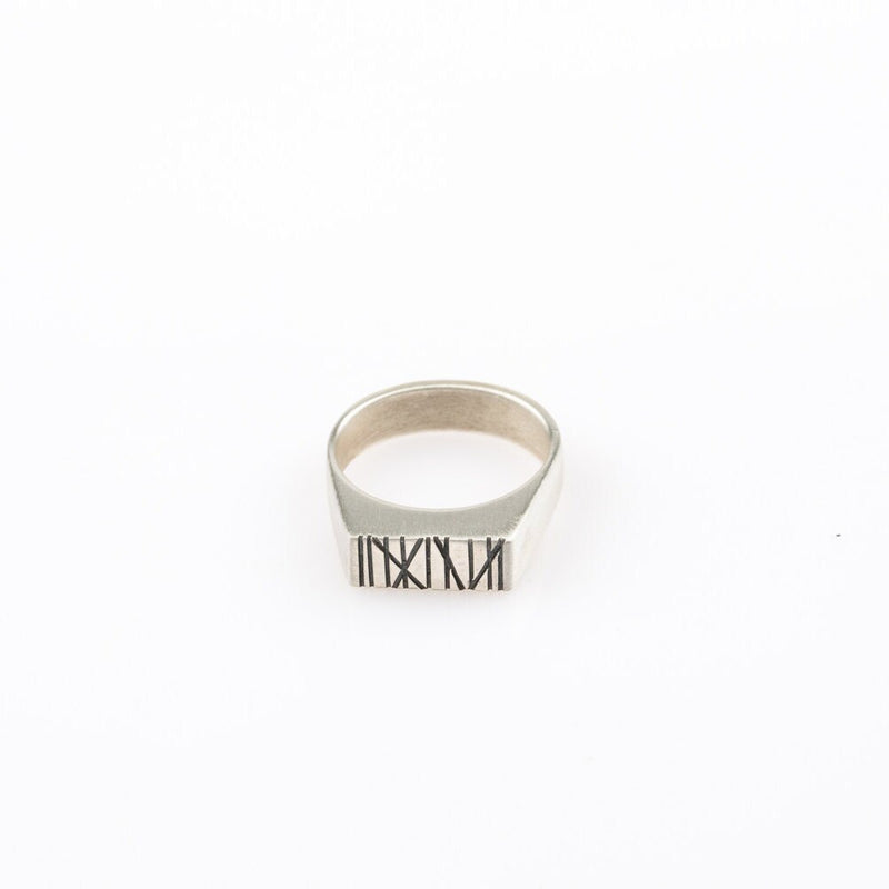 Tall & narrow Rectangle signet ring -Lines