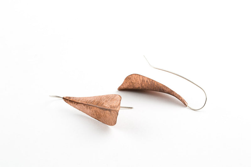 Copper leaf light earrings