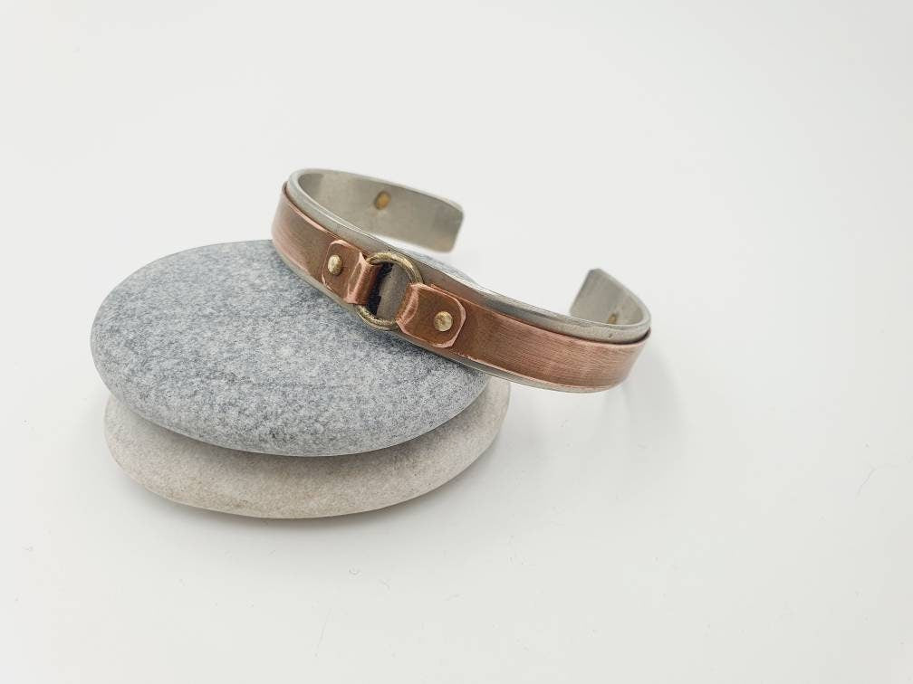 Double color cuff bracelet handmade for men and women