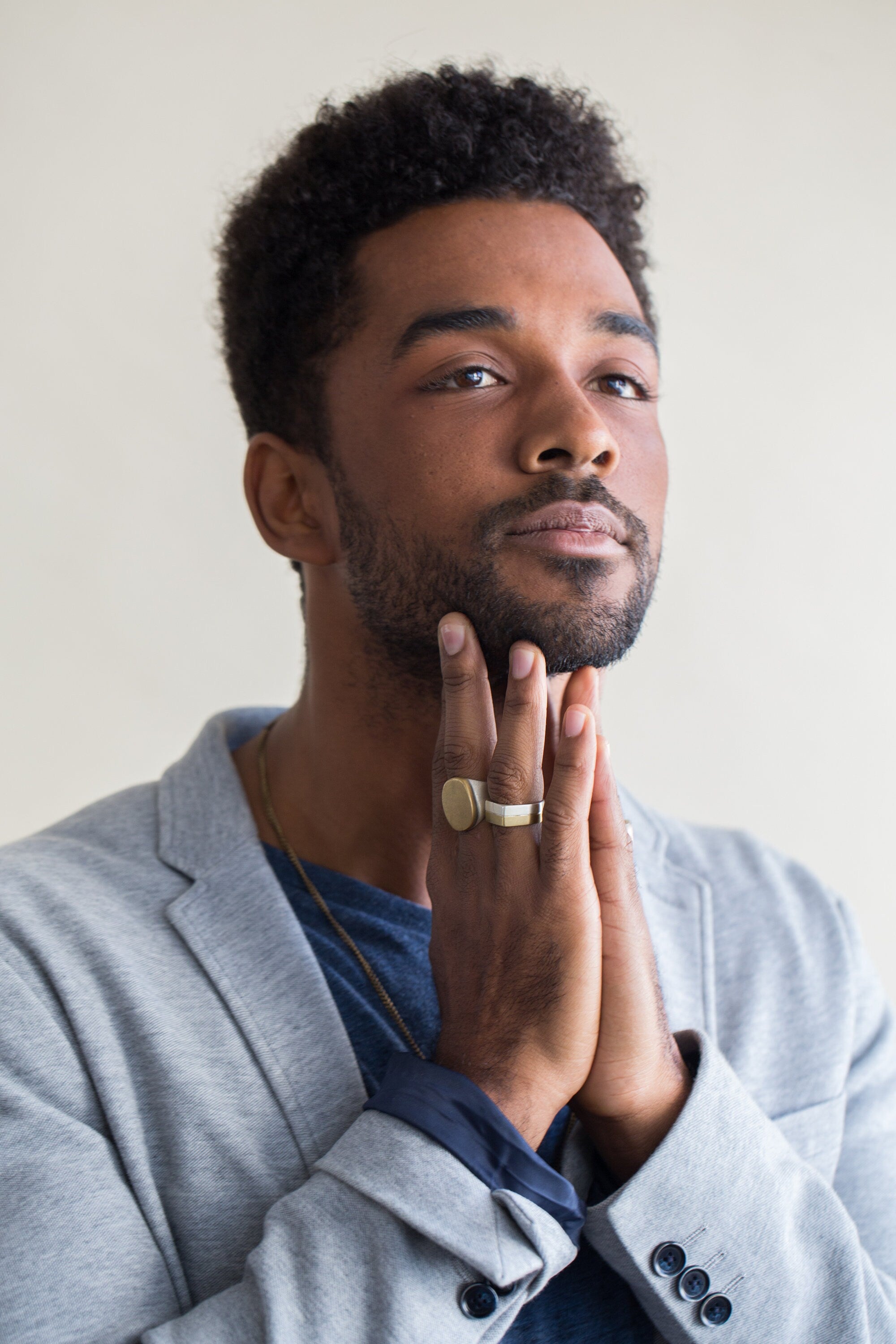 Mixed Metal Signet Ring - Bold Sterling Silver & Brass Rectangle Band - Unisex Artisan Ring