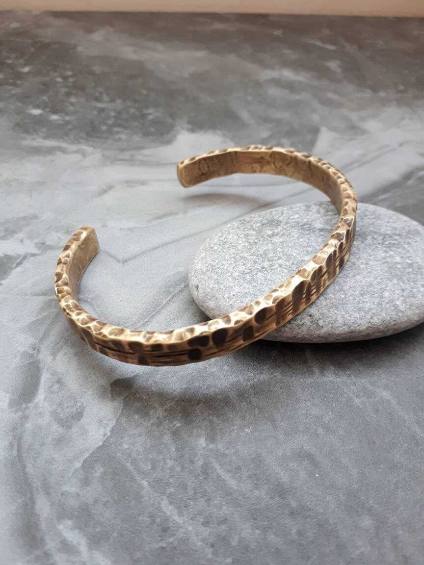 Hammered & Oxidized Brass Cuff | Hand-Forged Industrial Unisex Bracelet