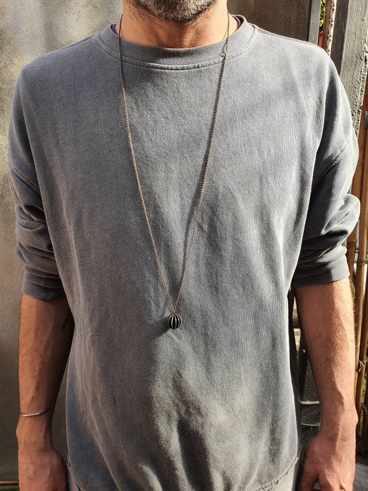 Geometric Sphere Necklace - Handcrafted 3D Ball Pendant for Men & Women