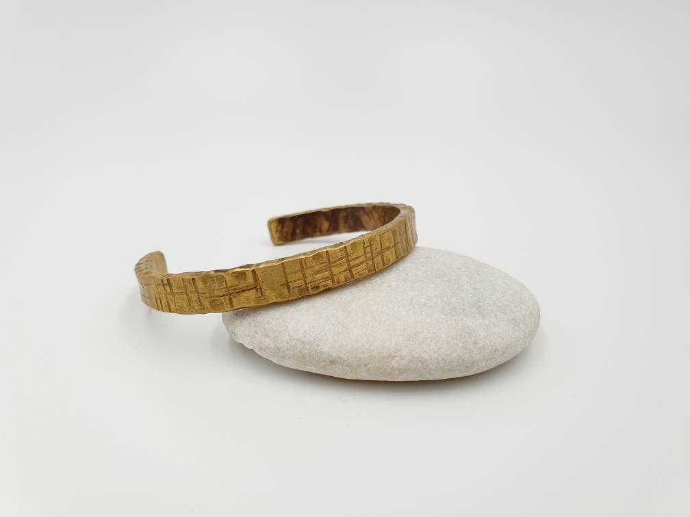 Heavy 3mm Solid Brass Cuff - Hand-Forged & Hammered Unisex Bangle