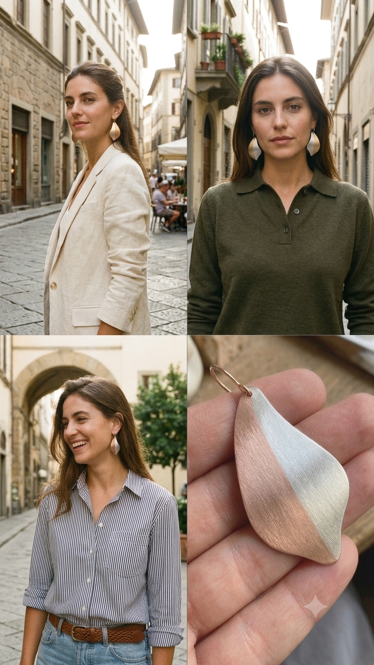 Handcrafted Mixed Metal Drop Earrings | Lightweight Statement