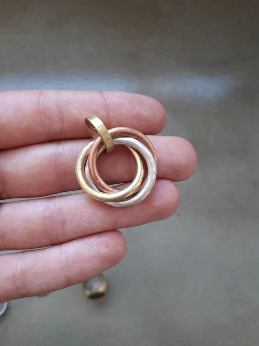 Tri-Color Woven Ring Pendant