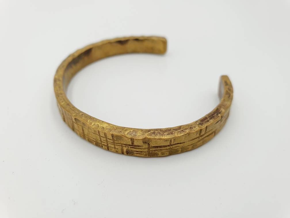 Heavy 3mm Solid Brass Cuff - Hand-Forged & Hammered Unisex Bangle