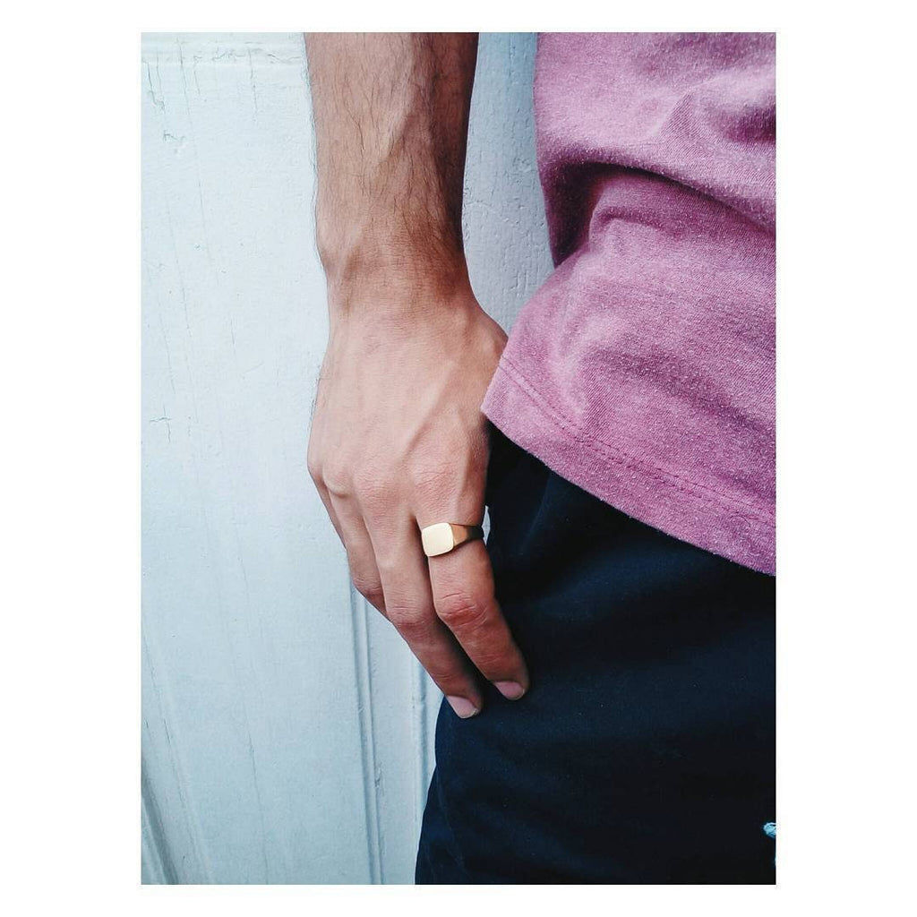 Minimalist Square Signet Ring – Handcrafted unisex style
